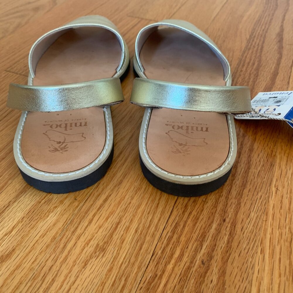 Mibo Avarcas Women's Metallic Gold Leather Slingback Sandals - Picture 5 of 9
